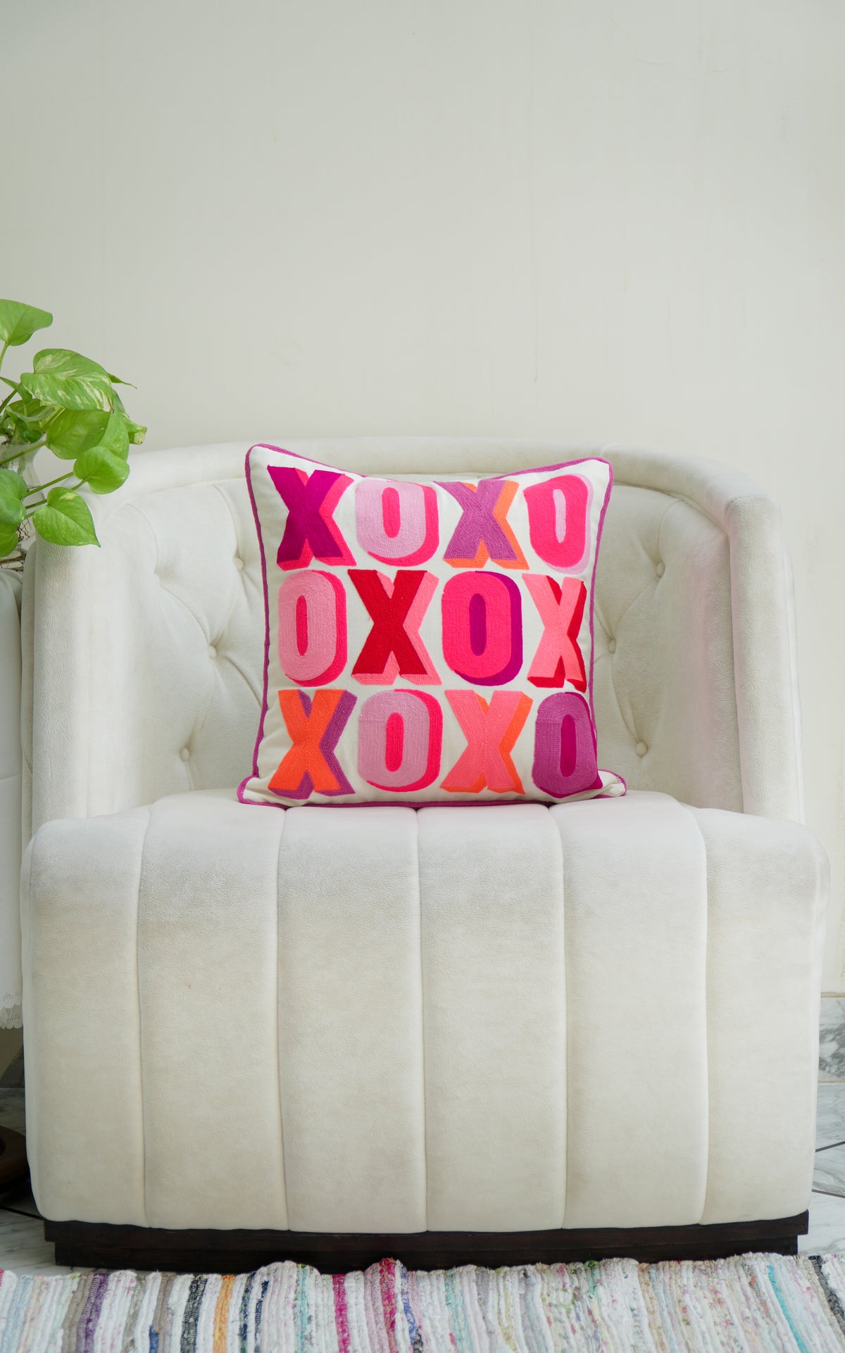 XOXO Embroidered 16 x16 inches cushion cover