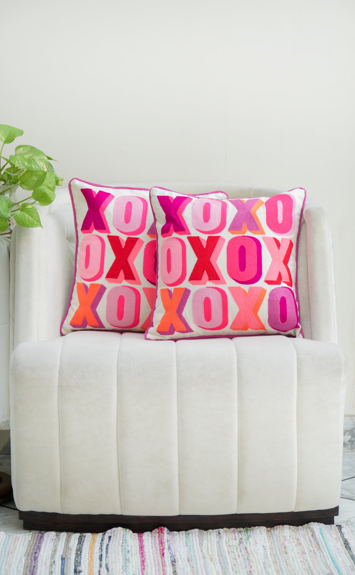 XOXO Embroidered 16 x16 inches cushion cover