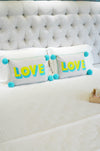 Blue LOVE Embroidered cushion cover