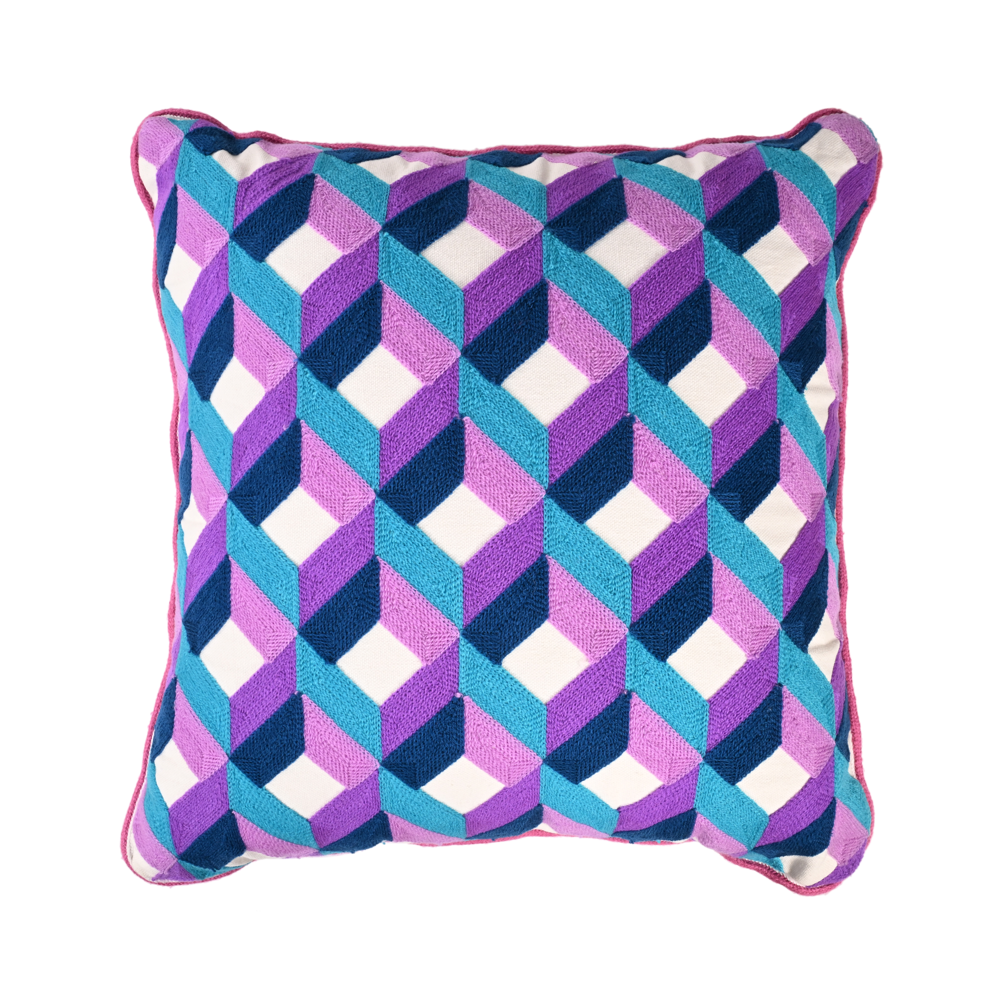 Purple Diamonds Embroidered cushion cover