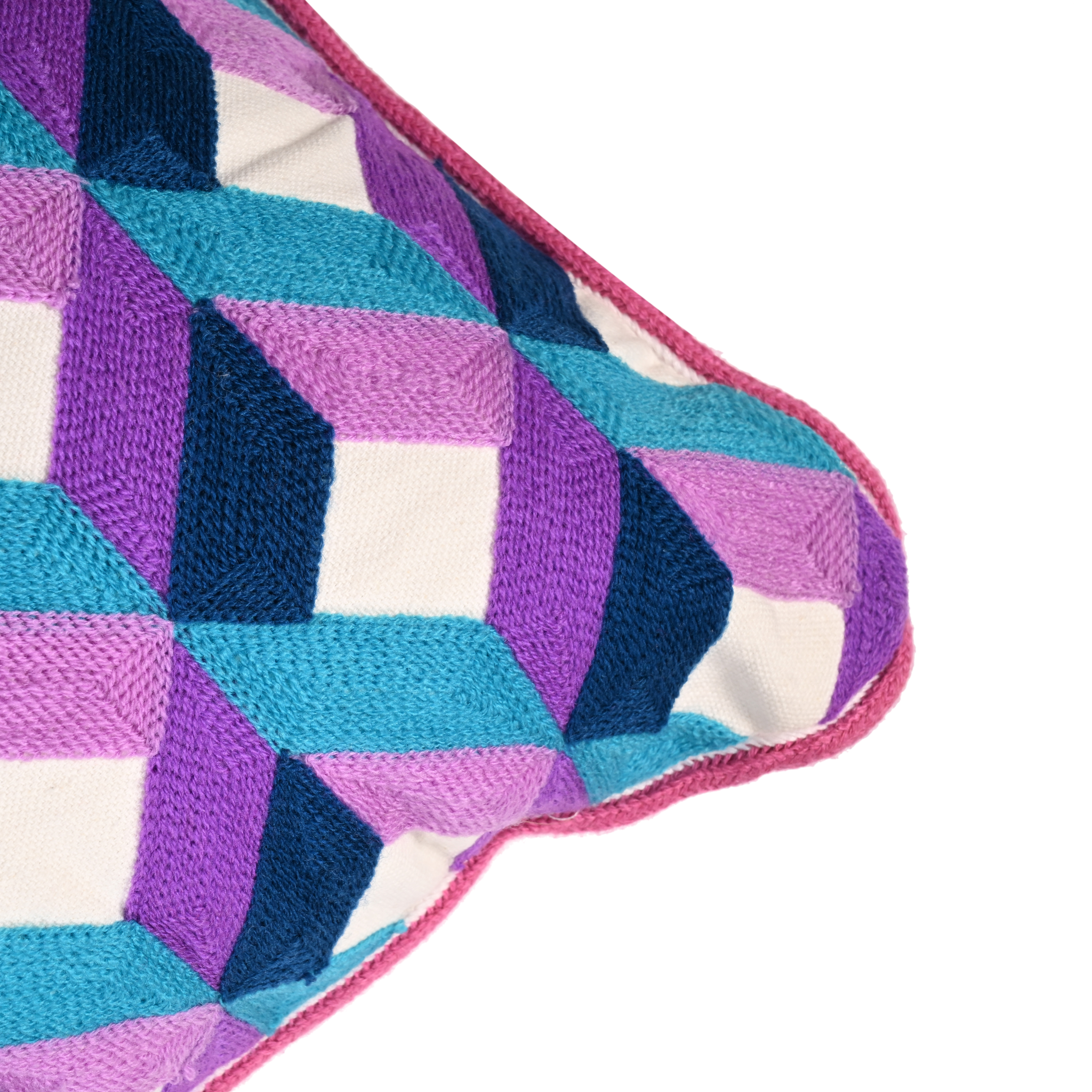 Purple Diamonds Embroidered cushion cover