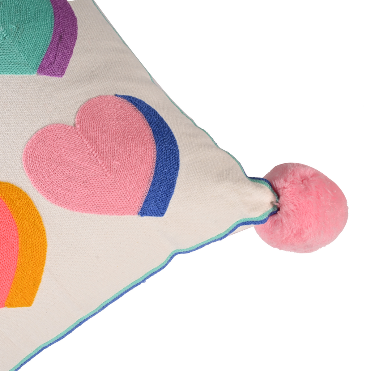 Multi Hearts Embroidered cushion cover