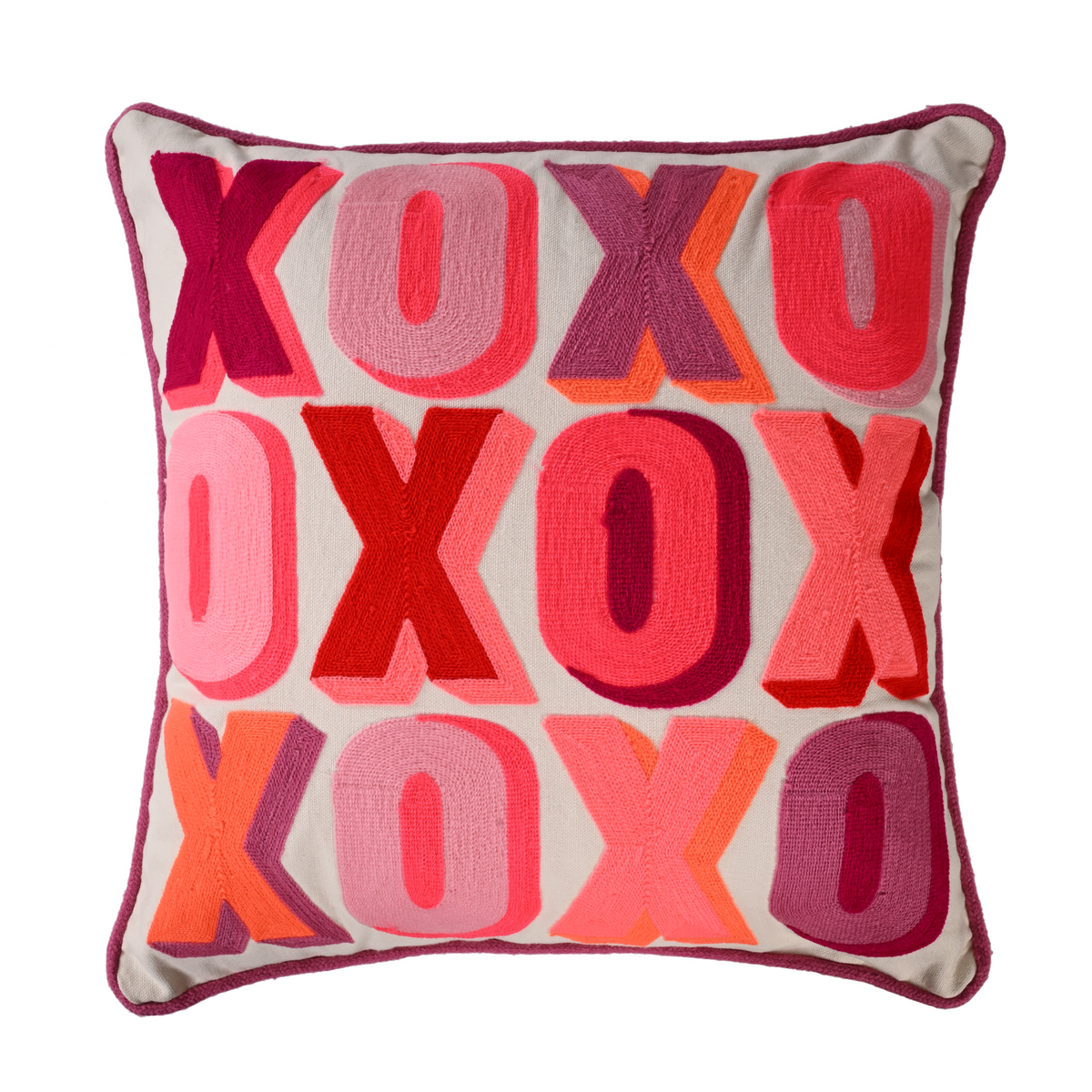 XOXO Embroidered 16 x16 inches cushion cover