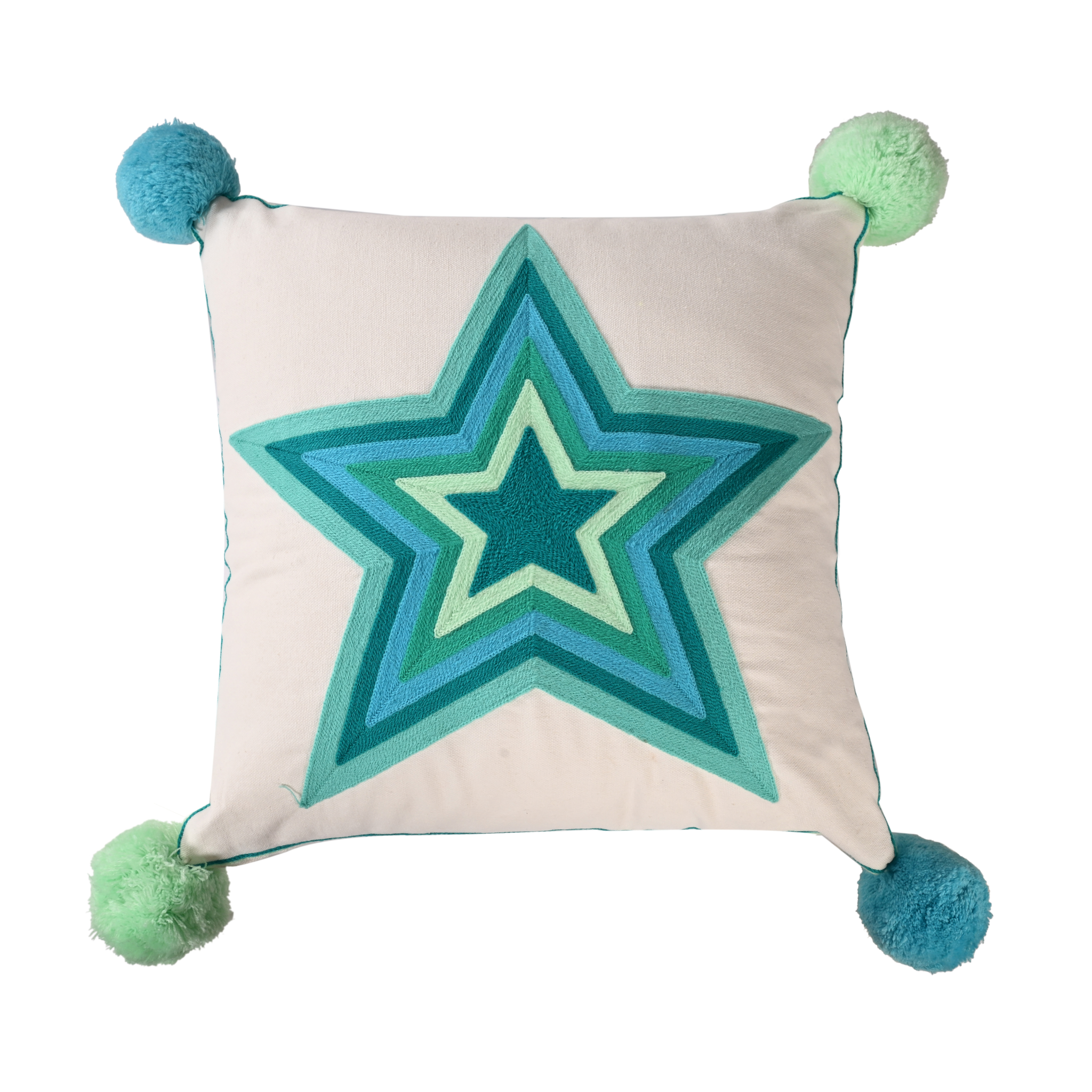 Blue Star Embroidered cushion cover
