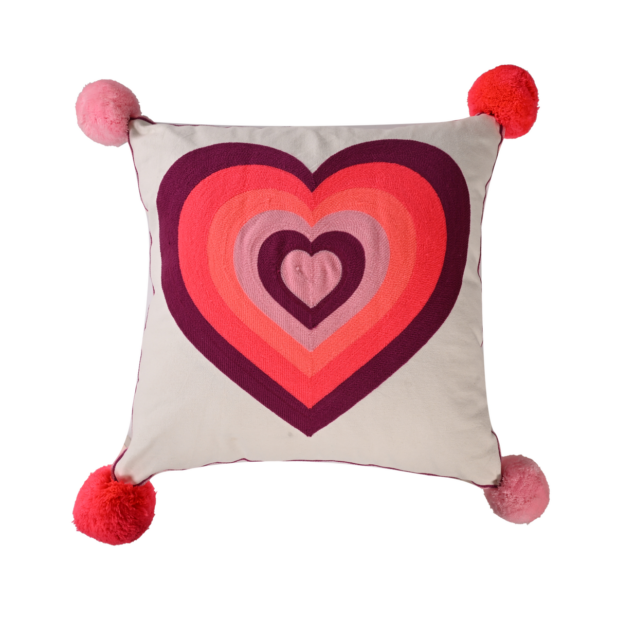 Retro Heart Embroidered cushion cover