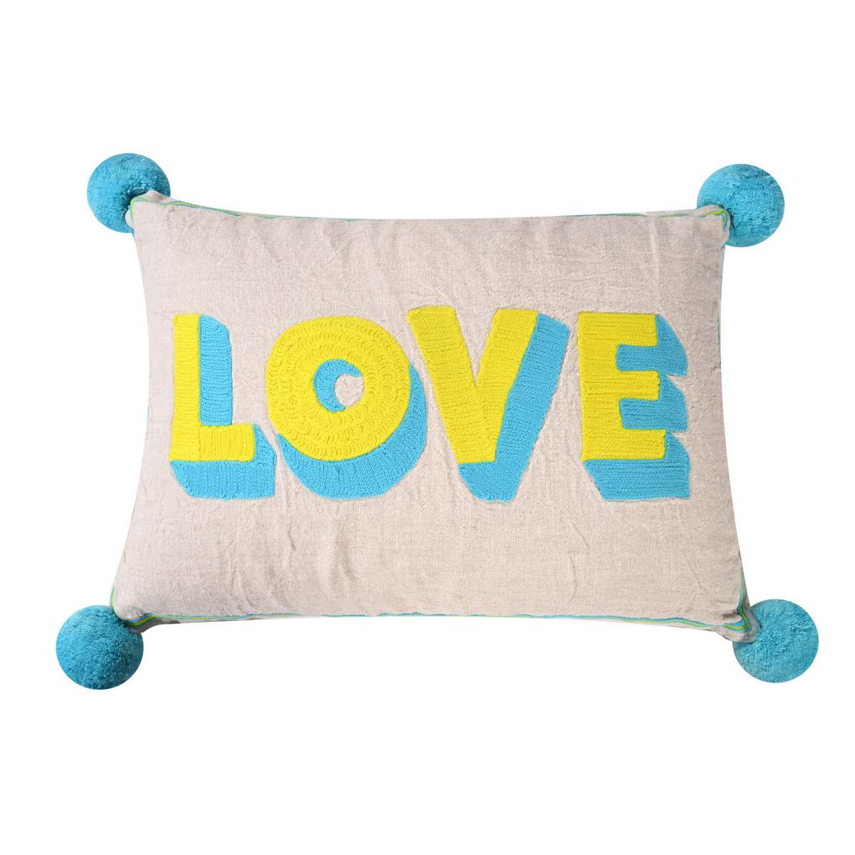 Blue LOVE Embroidered cushion cover