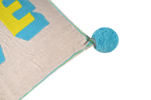Blue LOVE Embroidered cushion cover