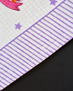 Pink Lemon Unicorns, rainbows, purple stars and lavender striped border towel image 3