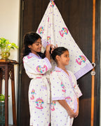 Pink Lemon Unicorns, rainbows, purple stars and lavender striped border towel image 4