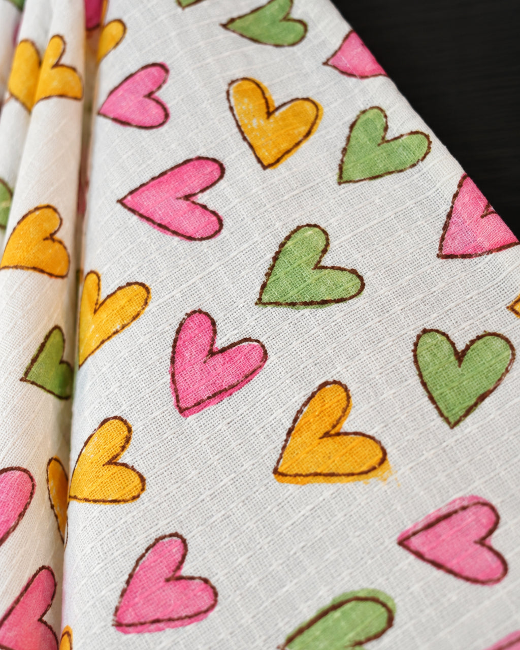 Pink Lemon Pink, yellow and green heart print with pink border towel image 2