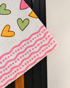 Pink Lemon Pink, yellow and green heart print with pink border towel image 3