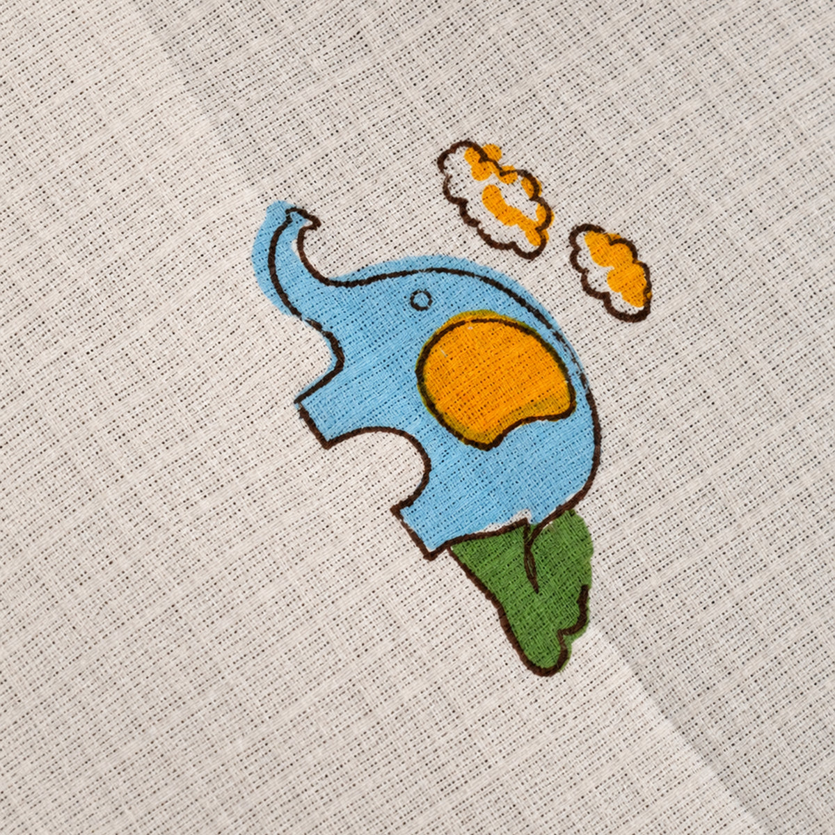 Pink Lemon Blue elephants and palm-tree motifs with navy geometric border towel photo 3