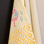 Pink Lemon Blue elephants and palm-tree motifs with navy geometric border towel photo 5