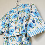 Kids Cotton Waffle Bathrobe – Blue Elephant & Palm Tree Print | Pink Lemon - image 26