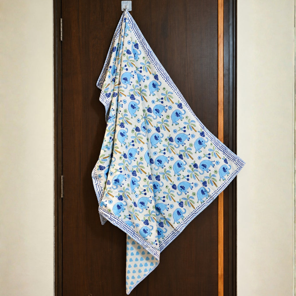 Kids Cotton Waffle Bathrobe – Blue Elephant & Palm Tree Print | Pink Lemon - image 27