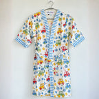 Kids Cotton Waffle Bathrobe – Colourful Car Print with Blue Stripes | Pink Lemon - image 37