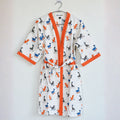 Kids Cotton Waffle Bathrobe – Dinosaur Print with Orange Borders | Pink Lemon - image 42