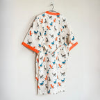 Kids Cotton Waffle Bathrobe – Dinosaur Print with Orange Borders | Pink Lemon - image 44