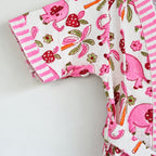 Kids Cotton Waffle Bathrobe – Pink Elephant Printed Bathrobe for Kids - image 9