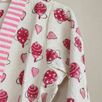 Kids Cotton Waffle Bathrobe – Pink Hearts & Lollipop Print | Pink Lemon - image 36
