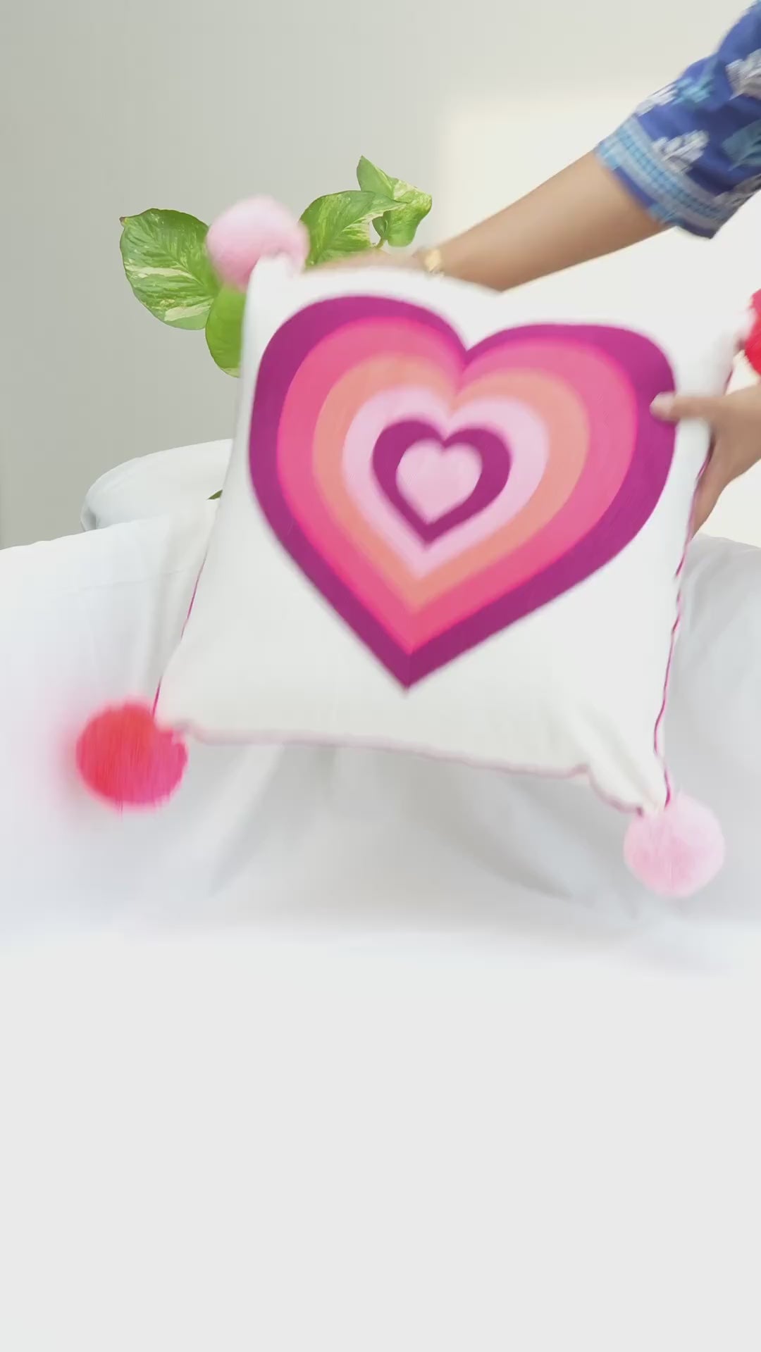 Retro Heart Embroidered cushion cover