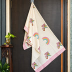 Kids Cotton Waffle Bathrobe – Rainbow & Unicorn Print with Pink Stripes - image 32