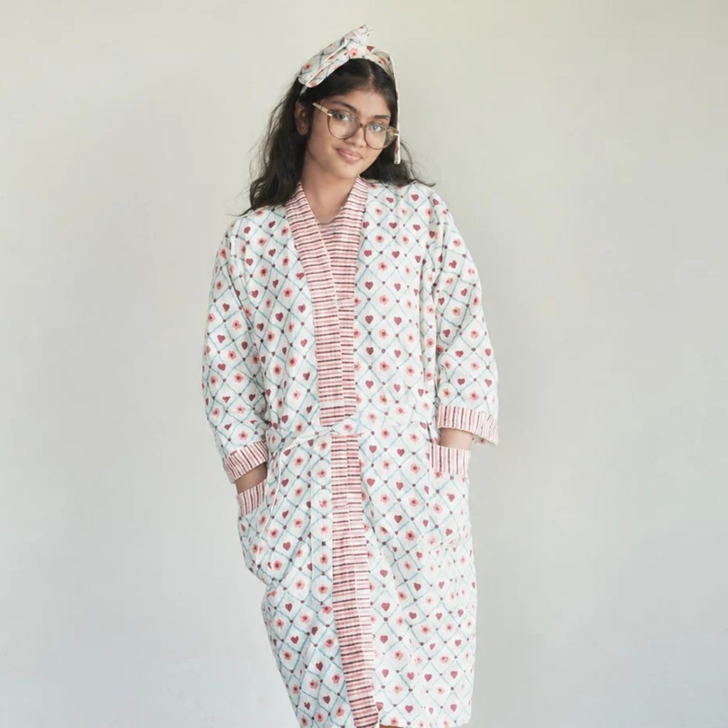 Pink Heart Print Bathrobe for Teenagers – Teen & Tall by Pink Lemon - image 54