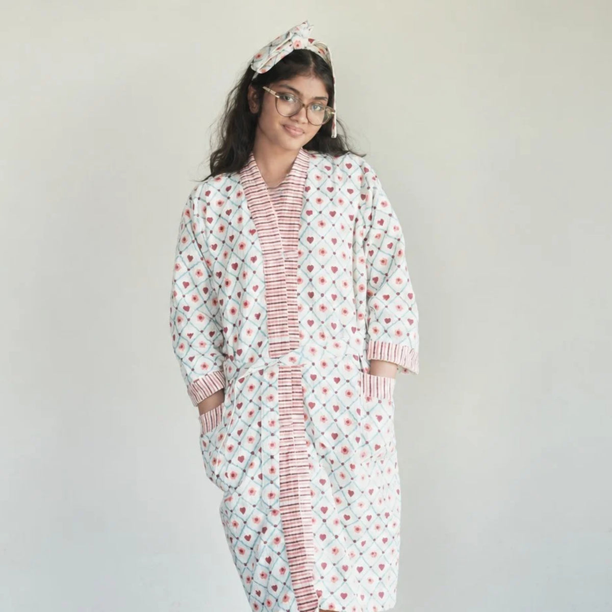 Pink Heart Print Bathrobe for Teenagers – Teen & Tall by Pink Lemon - image 54
