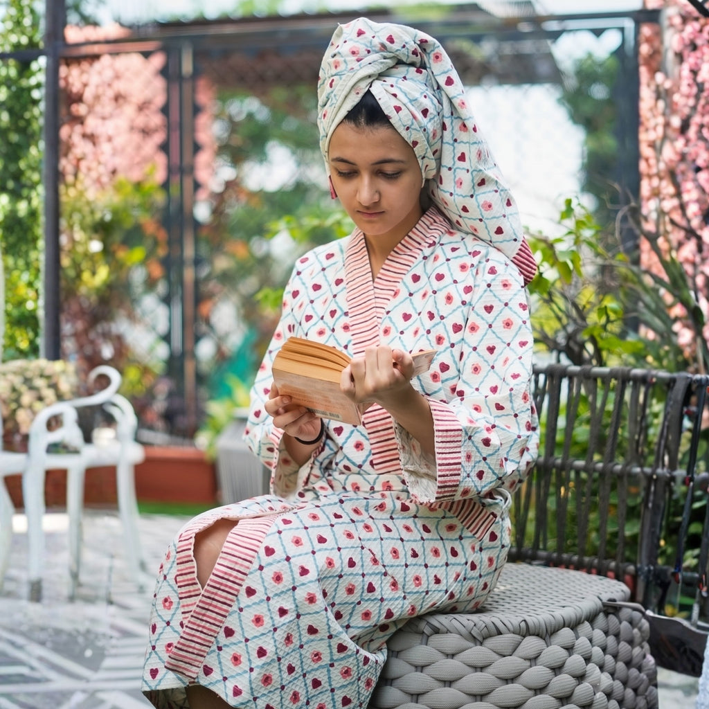 Pink Heart Print Bathrobe for Teenagers – Teen & Tall by Pink Lemon - image 56